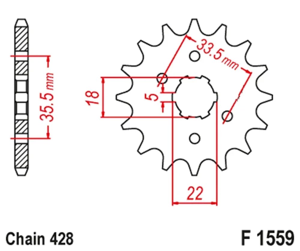 428 14T Motorcycle Front Sprocket Pinion Compatible with TW125 YS125