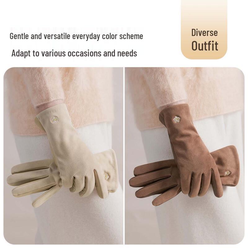 JIUMU Women's Sheepskin Warm Winter Gloves