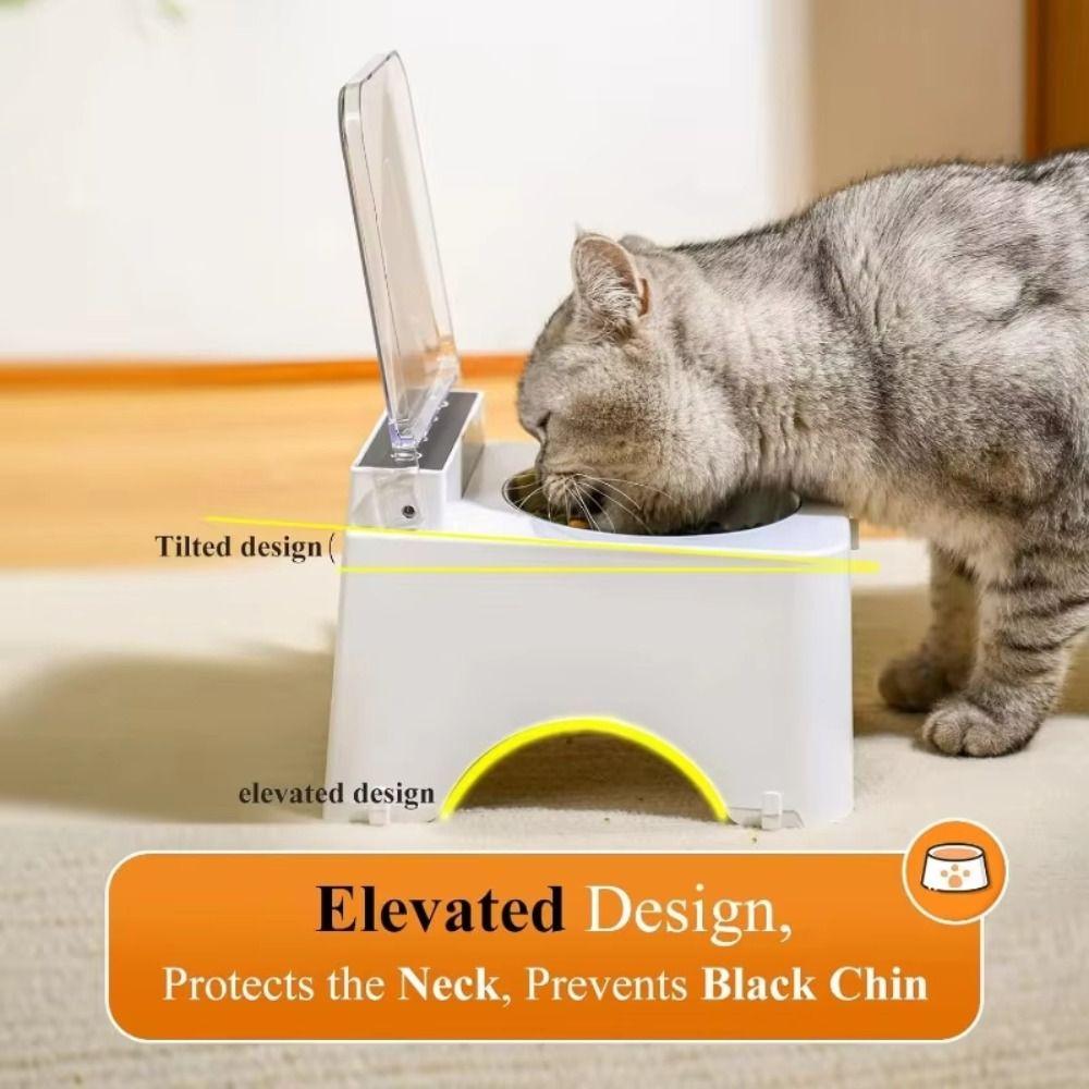 Dust-proof Automatic Cat Food Dispenser Auto Open Cover Infrared Sensor Pet Feeder  for Indoor