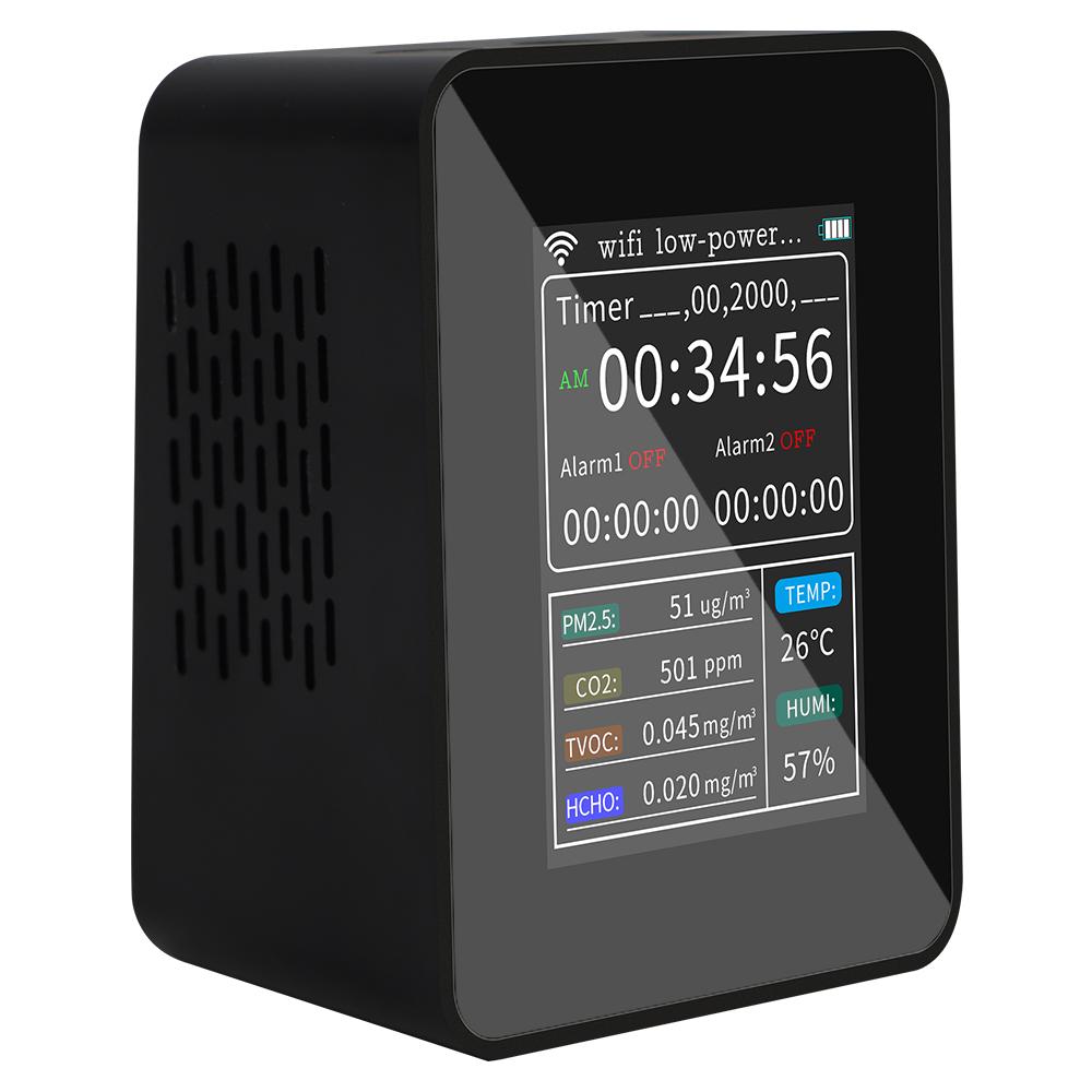 

Tuya WiFi Air Quality Tester Multifunctional CO2 PM2.5 TVOC HCHO Temperature Humidity Monitor Smart 6 in 1 Air Quality Detector