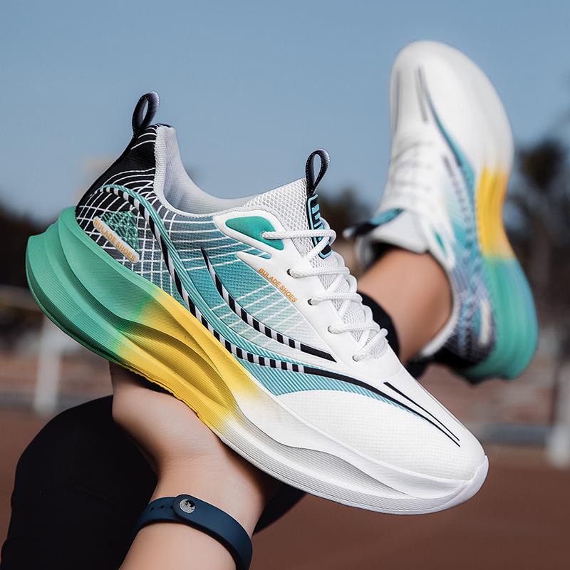 Mens Sneakers Lace Up Cushioning Anti Slip Wear-resistant Outdoor Marathon Sports Running Shoes Casual Walking Shoes for Man