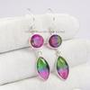 Watermelon Tourmaline Quartz 925 Sterling Silver Dangle Earrings