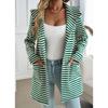 Women's Autumn and Winter New Temperament Striped Cardigan Hooded Knitted Long-sleeved Jacket