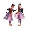 Halloween Witch Costume Dress Girls With Cat Design Princess Style Long Sleeve Tulle Kids Party