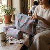 Women Bag Set Usalover925 Blue Quilted Cotton Floral Print Women Bag Set 01