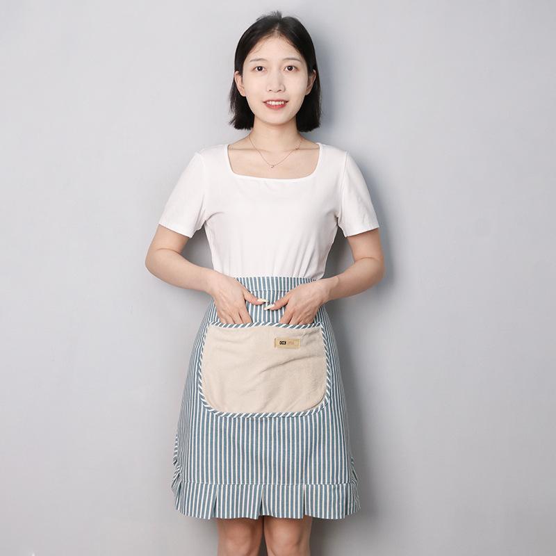 Kitchen Apron Breathable Thin Coffee House Aprons Anti-Fouling Oil-Proof Half-Length Waist Pinafore For Home Kitchen