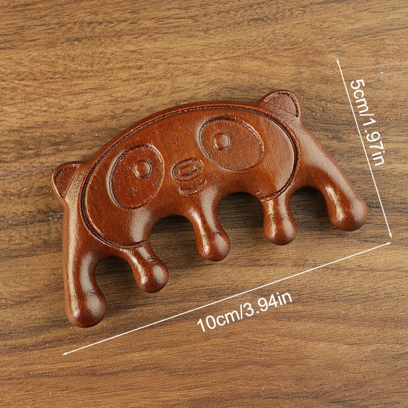 Sandałowe Panda Masażer Głowa Grzebień Meridiany Skóra Głowy Grzebień Twarz Oczy Ramię Szyja Skrobanie Leczenie Pielęgnacja Włosów Antystatyczny Grzebień