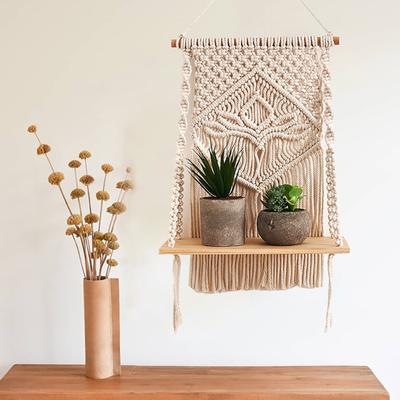 Étagère flottante durable et utile, style nordique, décoration murale en macramé bohème