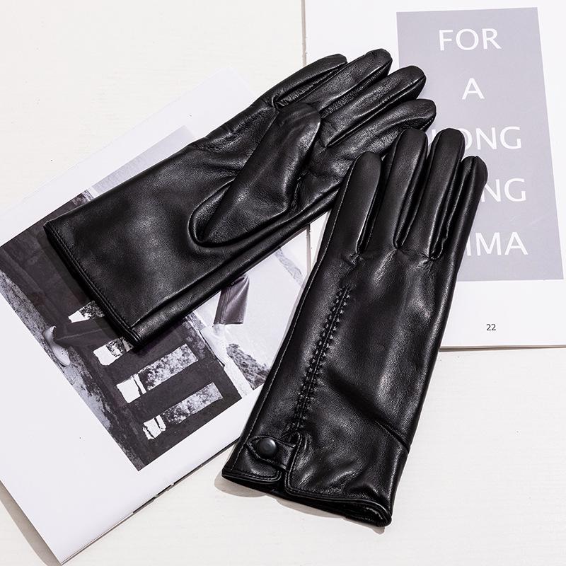 Women's Genuine Leather Winter Warm Gloves for Outdoor Sports, Thickened Matching Apparel Gloves