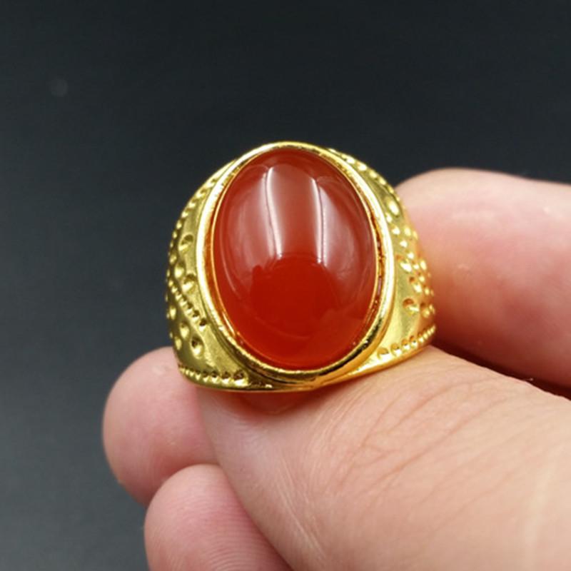 Red Agate Cabochon Jade Ring - Large Size Size 21-22