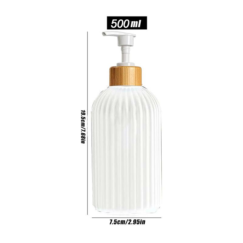 Dozownik mydła w paski 500ML z bambusową pompką szampon do wielokrotnego napełniania odżywka do rąk i naczyń butelka z dozownikiem mydła do kuchni łazienka