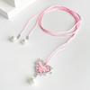Exaggeration Vintage Elegant Trendy Metal Heart Necklace Ribbon Pearl Pendant Clavicle Chain For Women  Jewelry