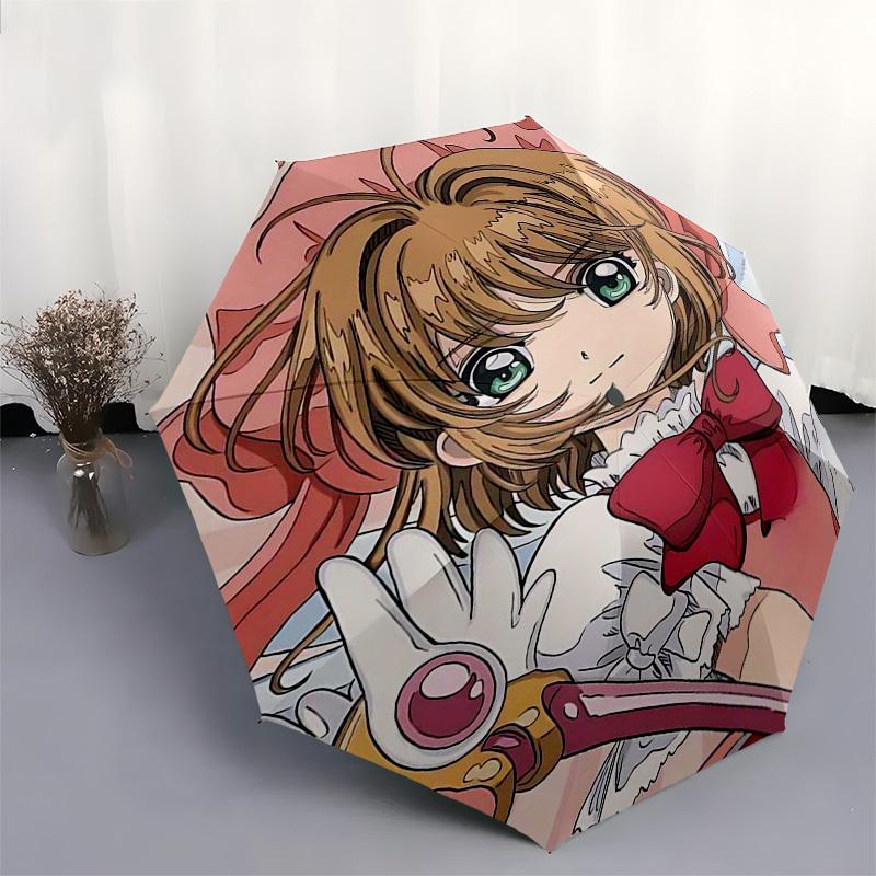 1pc Cardcaptor Sakura Outdoor Umbrella - Automatic Opening/Closing, Portable 3-Fold Design with 8-Bone Iron Frame - Perfect Gift for Fans, Travelers,