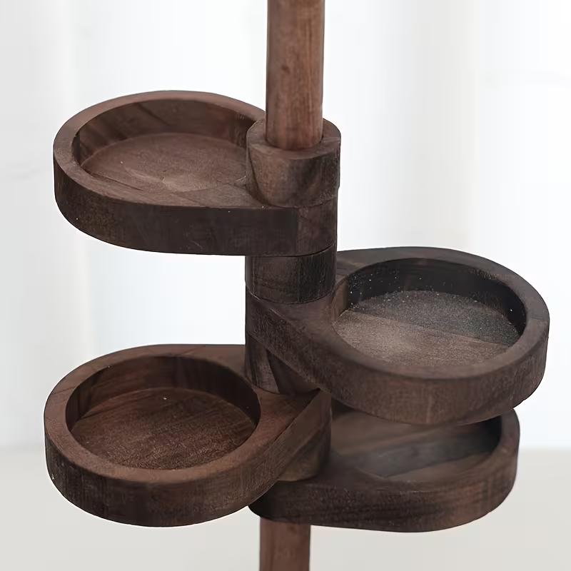 1set Solid Wood 360° Rotating Desktop Organizer - Multi-Tier Earring Ring Key Holder, Home Office Desk Storage, Jewelry Towers