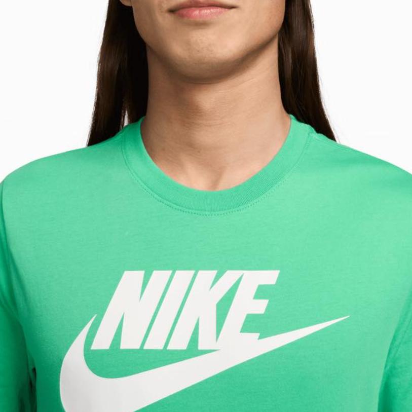 Nike Swoosh Printed Round Neck Pure Cotton T Shirt Men's Green DX1986-363