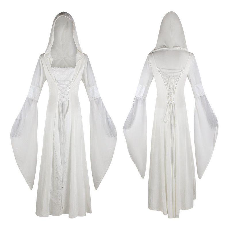 Fashion Style Medieval Hooded Dress Cos Costume Retro Style Weddings Girdle Dress Cosplay Clothing