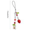 Cute Rabbit Strawberry Phone Charm Colorful Beaded Keychain Stylish Resin and Alloy Keyring Jewelry for Women and Girls