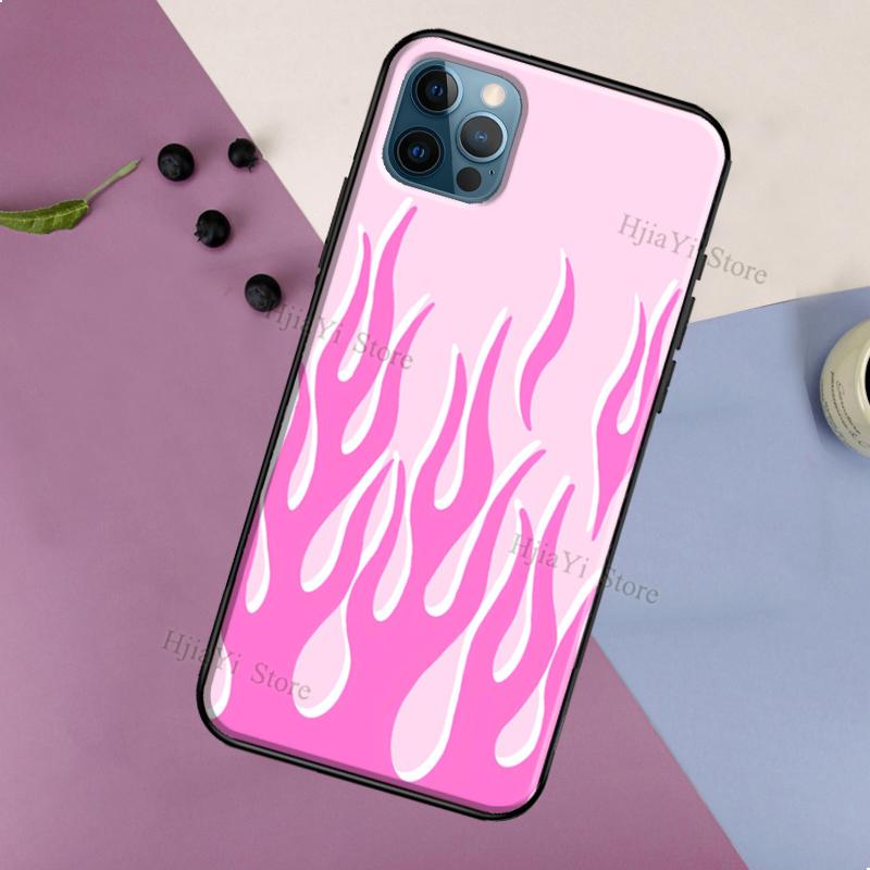 Flame Aesthetic Light Blue Fire Pink Case For iPhone 13 12 11 14 Pro Max 6S 7 8 Plus SE 2020 12 13 Mini X XR XS Max Back Cover