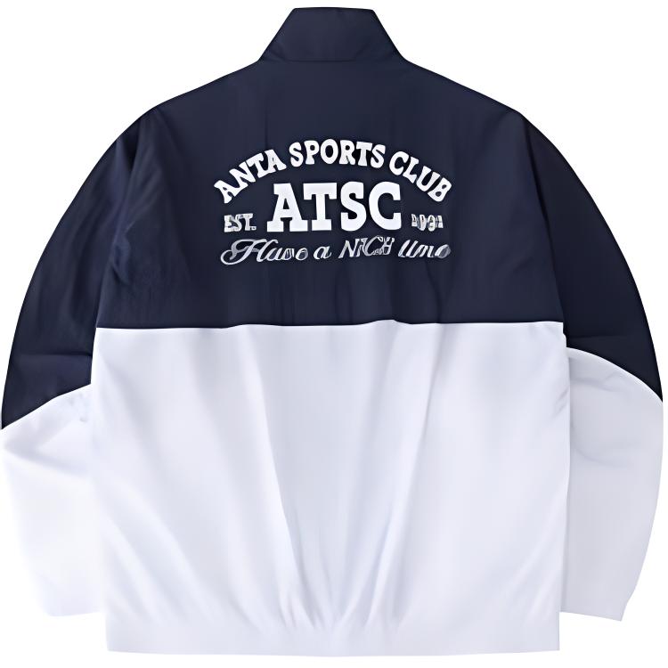 Anta Training Series Letter Sports Casual Simple Color Block Stand Collar Windbreaker Men Outerwear Deep-Night-Blue 152428603N-2