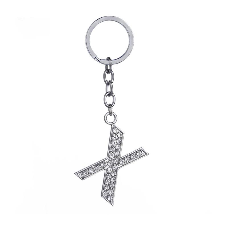 Fashion Charm 26 English Letters A-Z Alphabet Keychains Car Bag Crystal Rhinestones Alloy Name Key Chains Jewelry