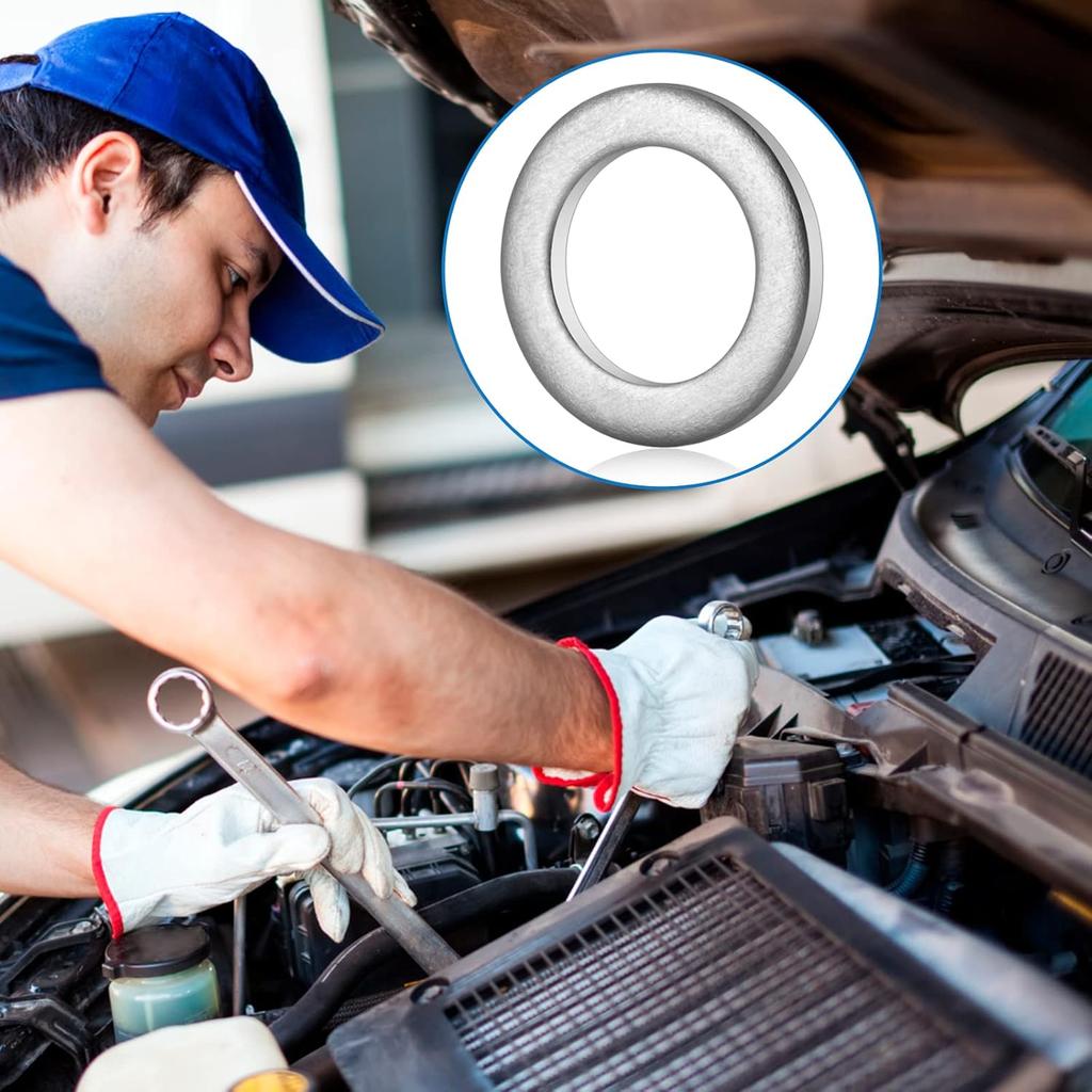 M14 Oil Drain Plug Gaskets Crush Washers Seals Rings Compatible with Hon Da Yamaha Triumph Kawasaki Suzuki, Used for Oil Change, Replacement for The