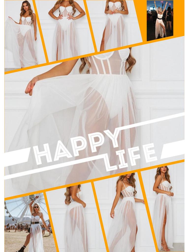 Hot Sale White Mesh Long Dress - Muse Macy Collection