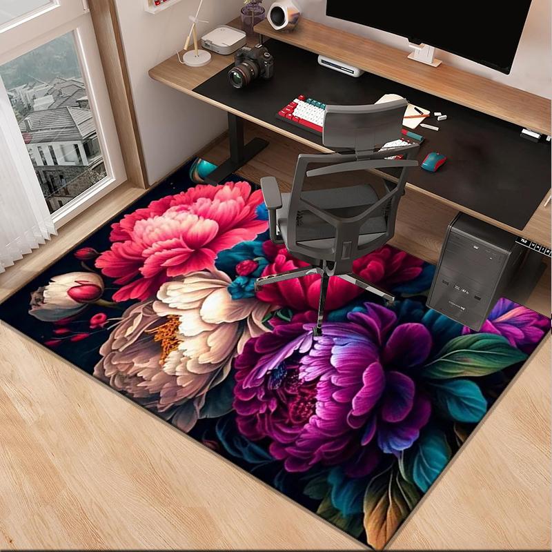 Floral Elegance In Bloom Office Rug Chair Mat, Entryway Carpet, Suitable for Front Door, Bedroom, Living Room, Desk, Holiday Gift