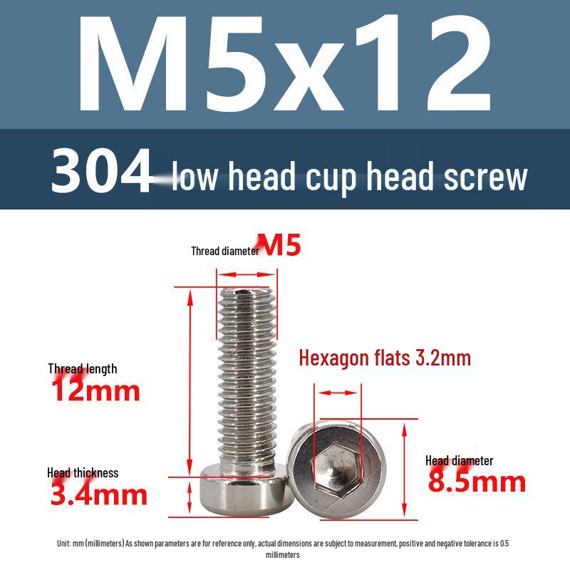304 Edelstahl Flachkopf Innensechskant Maschinenschrauben M3-M10
