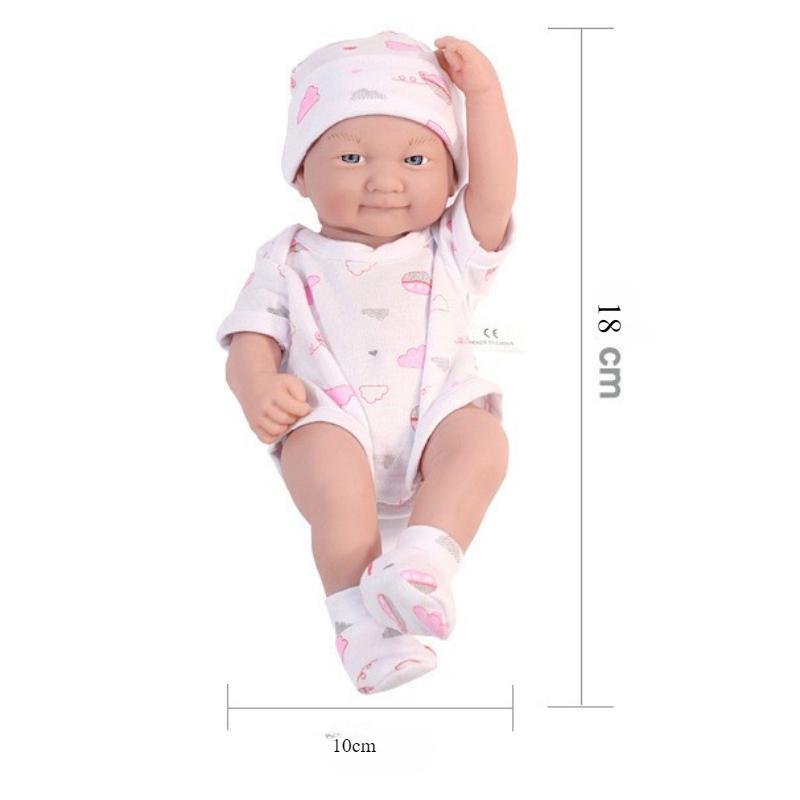 18CM Washable Lifelike Soft Hand-painted Simulation Baby Reborn Doll Children Accompany Play Doll
