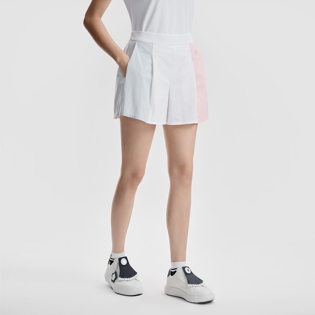 Fila Golf Series Fashion Simple Trendy Color Block Sports Comfortable Loose Woven Casual Shorts Women Shorts Jade-White A11W625816FWT