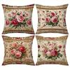 4 Stück Vintage Rosen Kissenbezüge 45x45cm Klassischer Floral Tapisserie Druck mit Rollrand für Sofa Bett Dekor Baumwollmischung