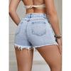 Women's Ripped Short Fringed Jeans