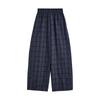 Chuyu Women's Cotton Loose Plaid Wide-leg Pants