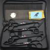 Freelander Preto Laqueado de 6,0 Polegadas, Pacote com 4 de Aço Inoxidável, Tesouras para Pet Grooming, Tesoura Reta, Tesoura Curva, Conjunto