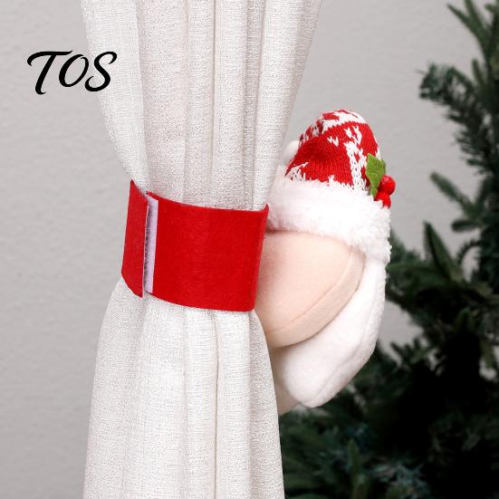 Reusable Curtain Tiebacks Christmas Santa Claus Tieback, 3D Plush Snowman Window Holders Drapery Holdbacks Ties Backs, Decorative Drape for
