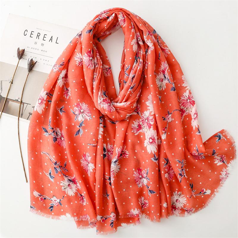 New Floret Cotton Pashmina Shawl Lady Wrap Warm Winter Scarves Autumn Design Print Female Foulard Beach Stoles Luxury Scarf