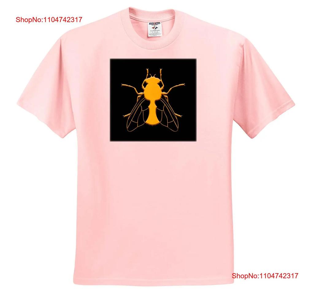 dRose Silhouette Image of a Fly Insect Yellow On Black Funny Design T Shirt Vintage Washed Fashion Unisex Comfortable