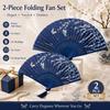 Blue Folding Fan with and Small Butterfly Pattern for Group Dance and Decoration
