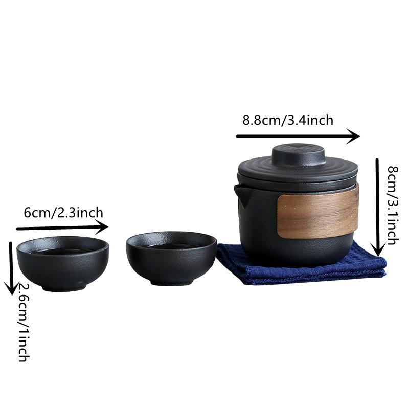 1 Set Portable Ceramic Kung Fu Tea Set with Teapot and Cups - Perfect for Outdoor Tea Drinking and Quick Passing - Includes Storage Bag
