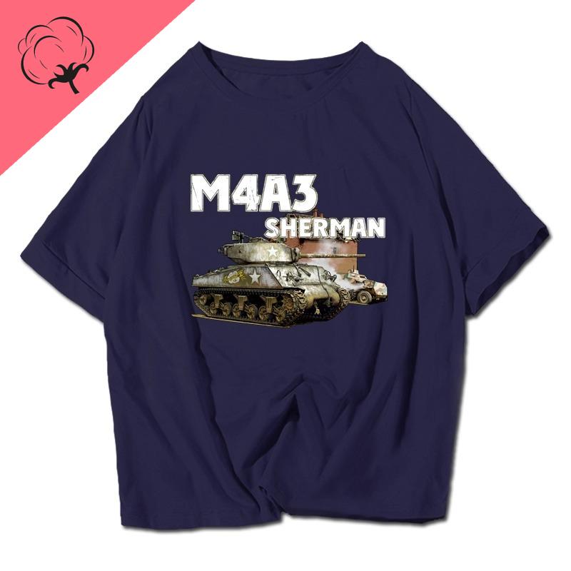 World War Ii Tank World Tiger M4 Military Enthusiast Short Sleeved TShirt Cotton Vintage Unisex Clothes