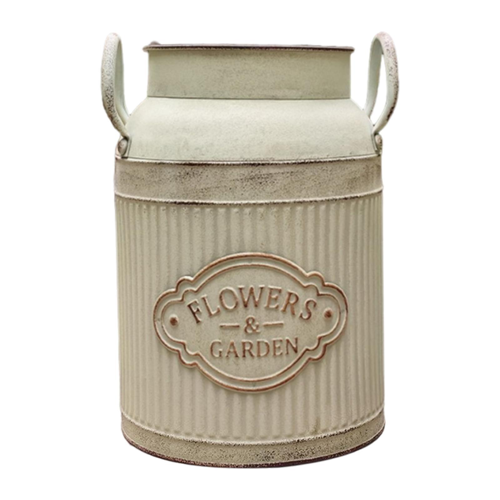 

Flower Rustic Jug Decorative Metal with Handle Farmhouse Vase Milk Jug Vase for Living Room Table Centerpiece Wedding Country
