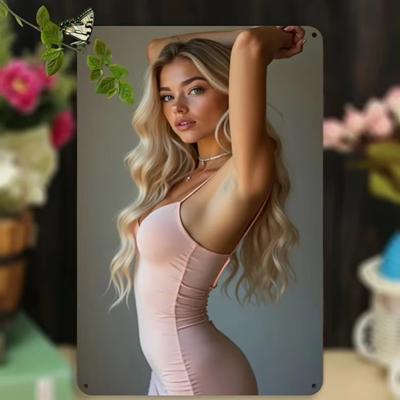 Vintage Blonde Lady Tin Sign Retro Home Decor Metal Wall Art 8x12 Inch