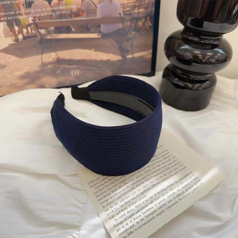 Retro French Wide Skull Top Sponge Headband for Women - Milk Coffee Color Hair Accessory