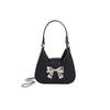 Trendy Single Shoulder Handbag Simple Earphone Bag Korean 2024 New Butterfly Bow Chain Crossbody Bag Women Black