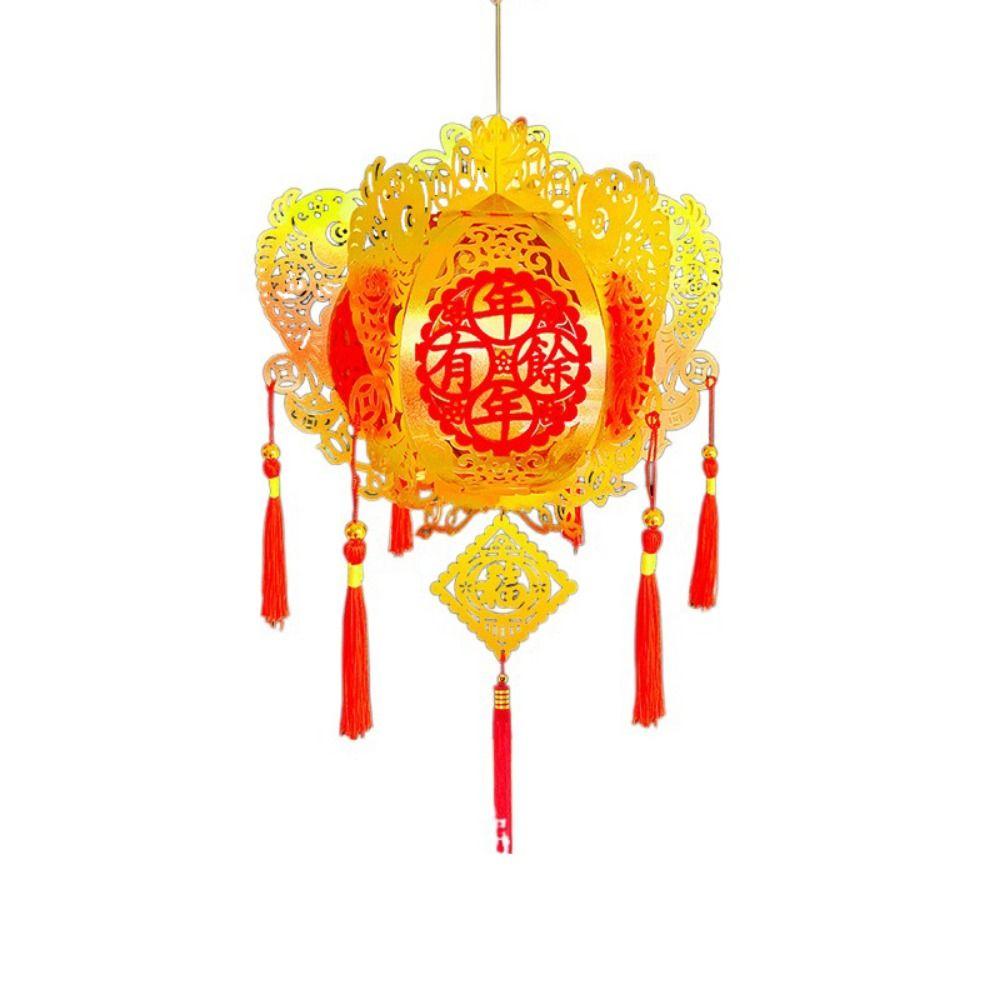 Lint/Gold Foil Spring Festival Red Lantern 3D Spring Festival Hanging Pendant  Party