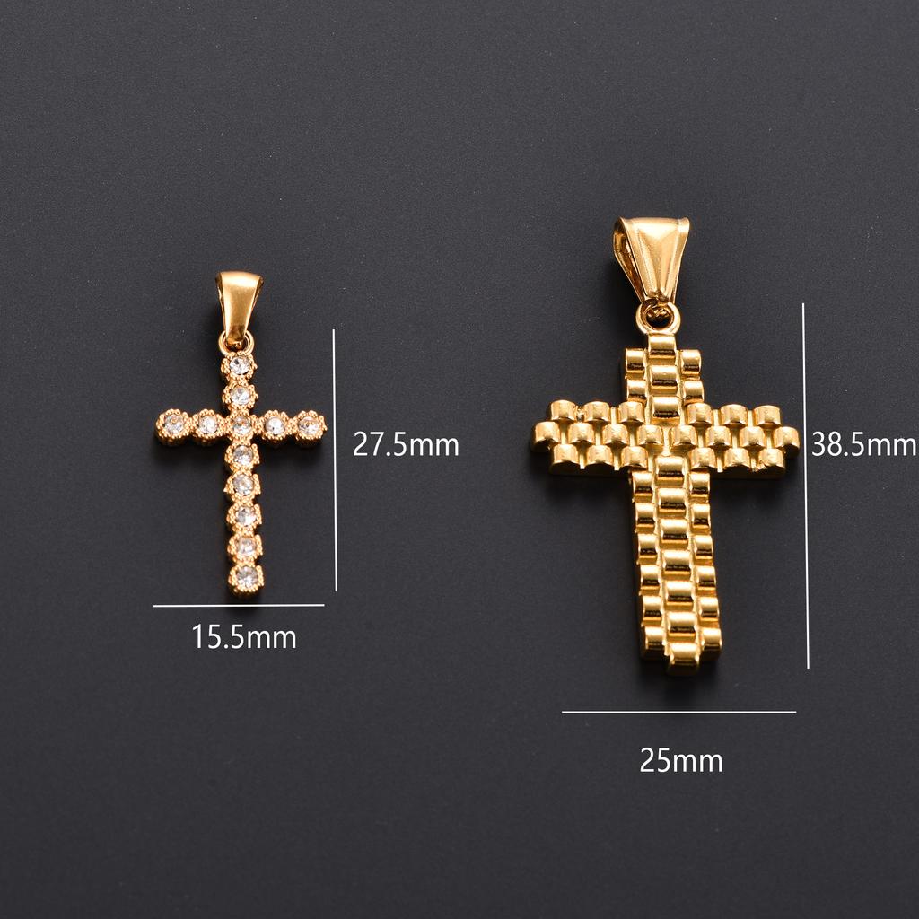 Christian Stainless Steel Cross Pendant Necklace for Women Men Gold Charms for Chain Choker Prayer Metal Jewelry Accessory