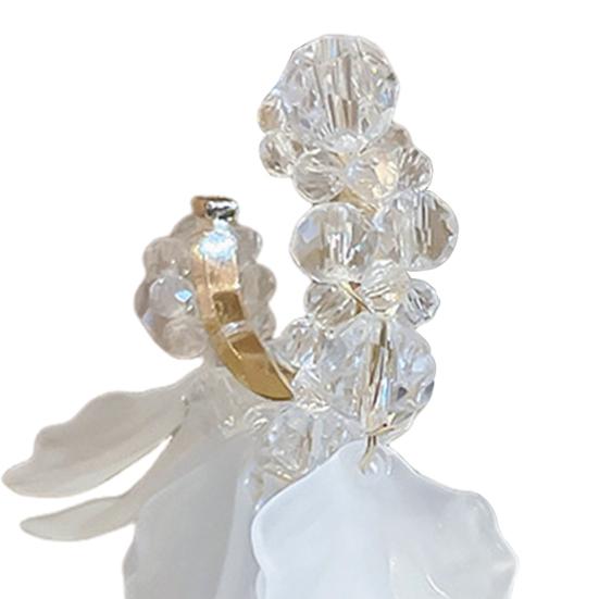 1 Pair Tassel Stud Earrings Faux Crystal Clear Acrylic Petal Decor Drop Earrings Holiday Statement Earrings