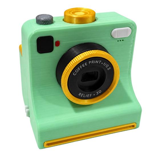 Mechanical Latte Art Camera 3D Printed Coffee Printer, Manual One-Click Powder Stencil Maker with DIY Drink Decorator Interchangeable Template