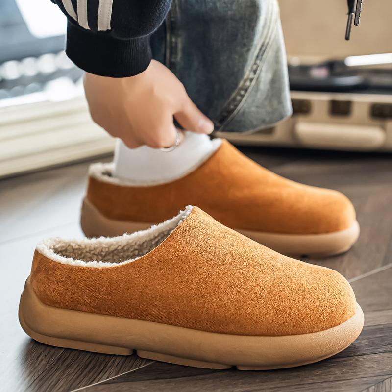 2026 Winter New Fleece - Lined Warm Cotton Slippers, Winter Home Indoor Non - slip Thick - soled Men's Comfortable Plush Slipper