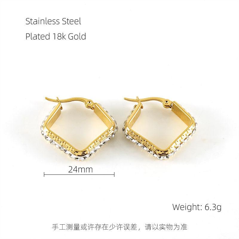 New titanium steel color-retaining gold-plated diamond-encrusted earrings niche design high-end elegant temperament earrings